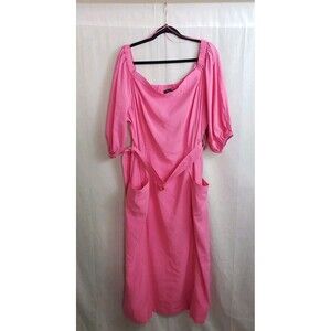Prabal Gurung for JCPenney Dress Plus 2X Off the Shoulder Carmine Rose Pink NWT